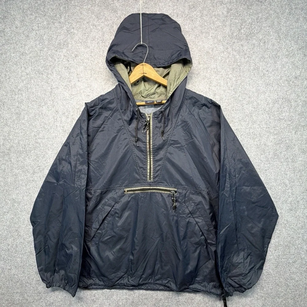 Vintage Gap Anorak Jacket Mens Medium Navy Blue Hooded Pullover 1/2 Zip Up